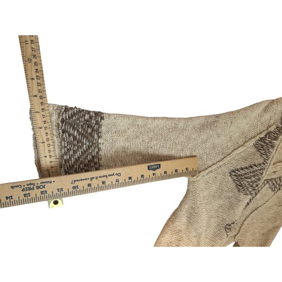 Free People Hooded Knit Sweater Size Small With Geometric Pattern Beige/Brown - Picture 10 of 10